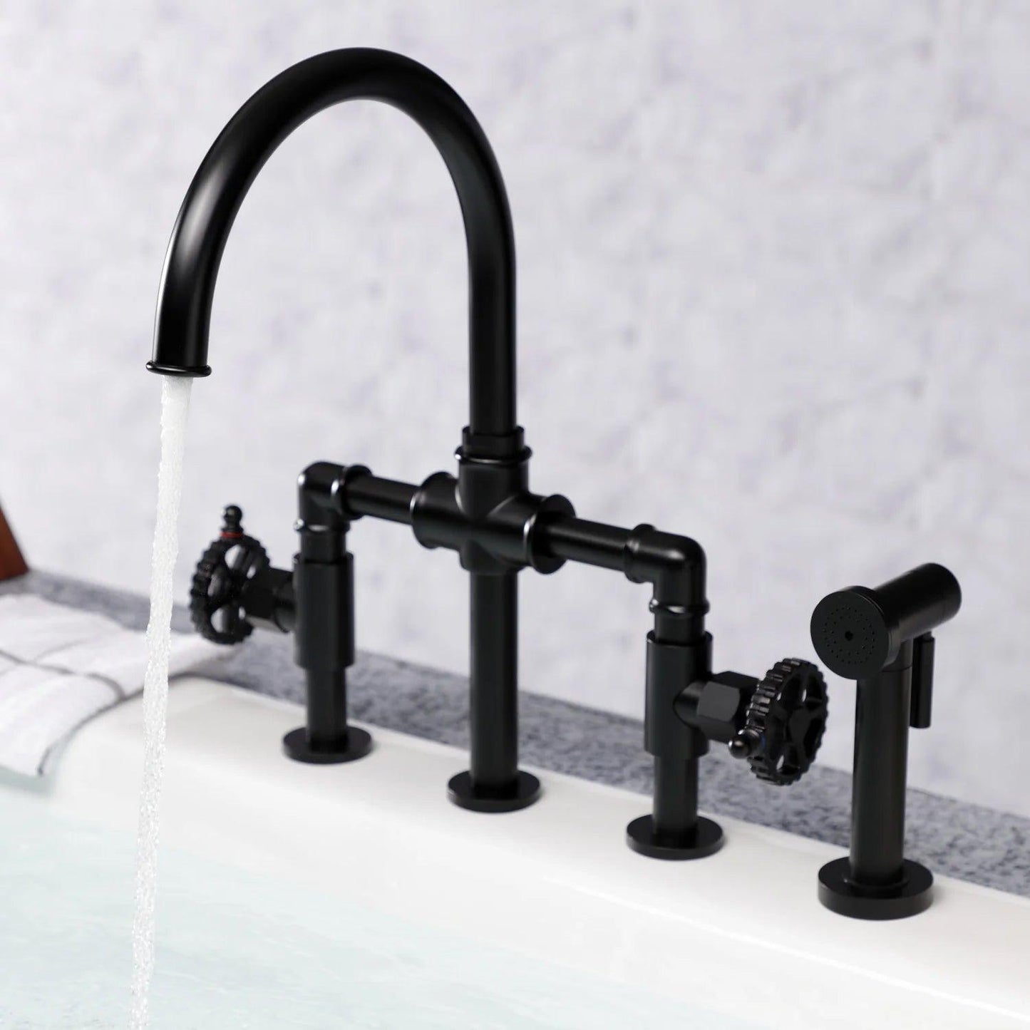 Fuller F Two-Handle 1-Hole Deck Mount Kitchen Faucet