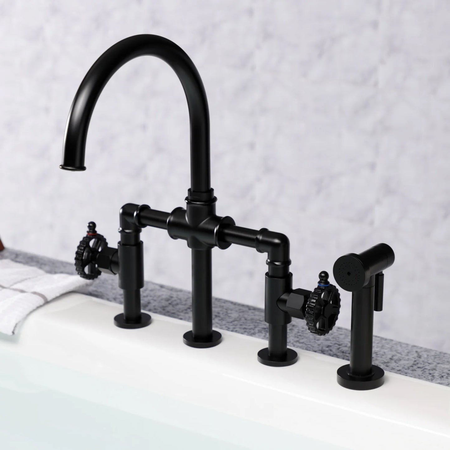 Fuller F Two-Handle 1-Hole Deck Mount Kitchen Faucet