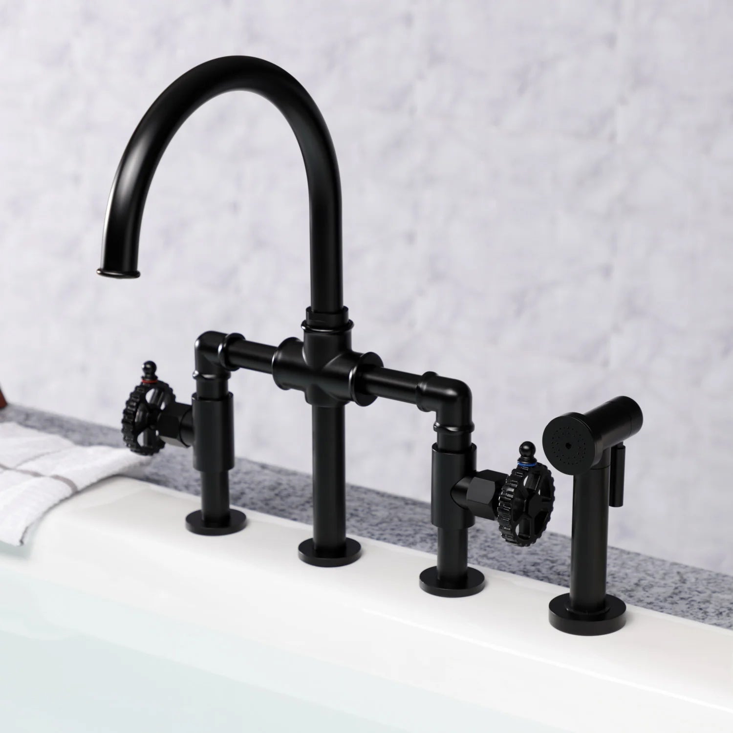 Fuller F Two-Handle 1-Hole Deck Mount Kitchen Faucet