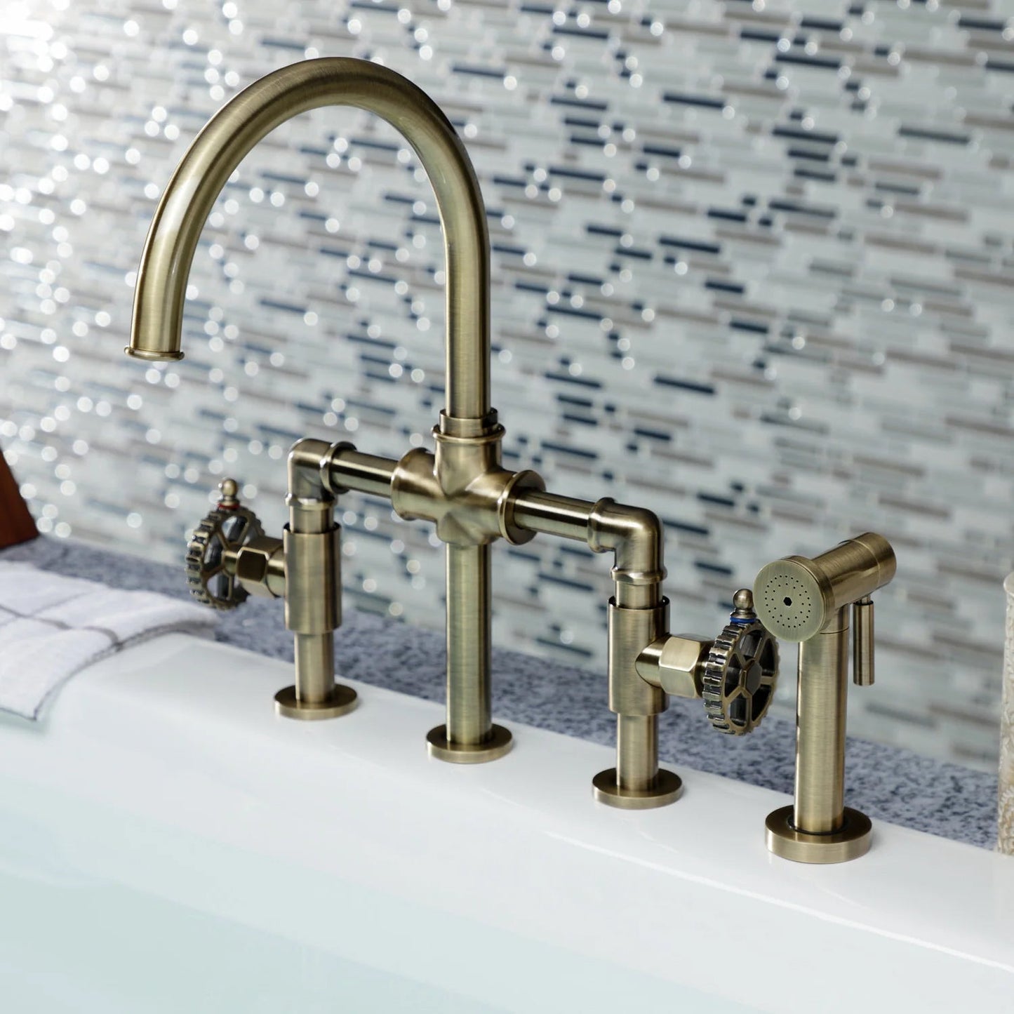 Fuller F Two-Handle 1-Hole Deck Mount Kitchen Faucet