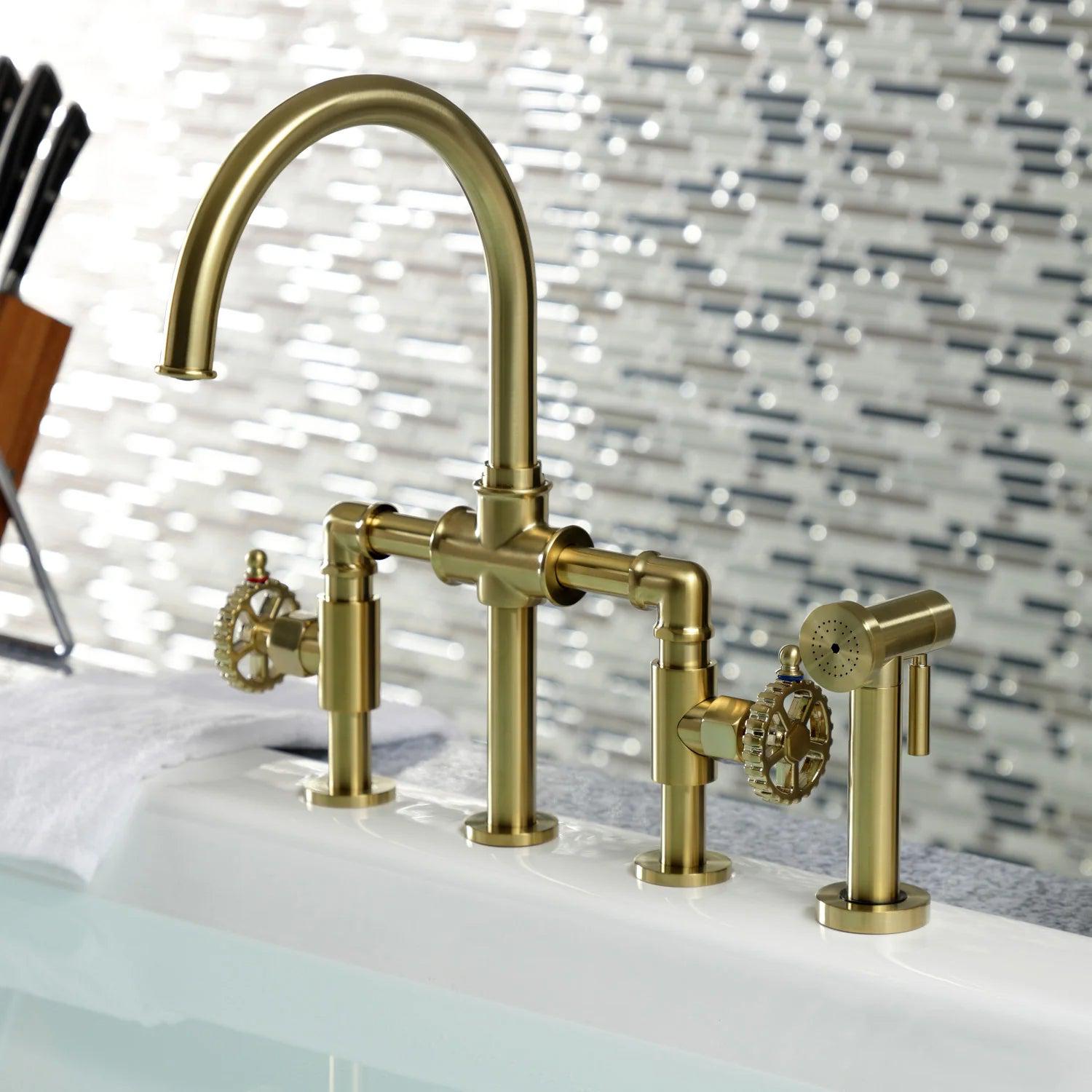 Fuller F Two-Handle 1-Hole Deck Mount Kitchen Faucet