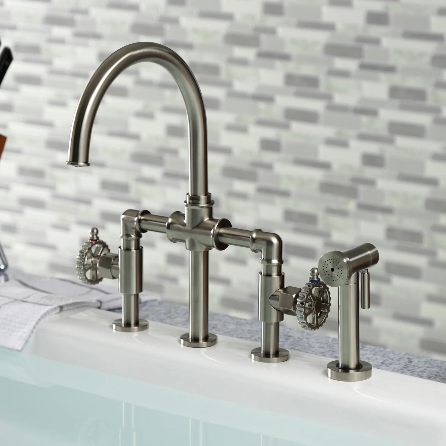 Fuller F Two-Handle 1-Hole Deck Mount Kitchen Faucet