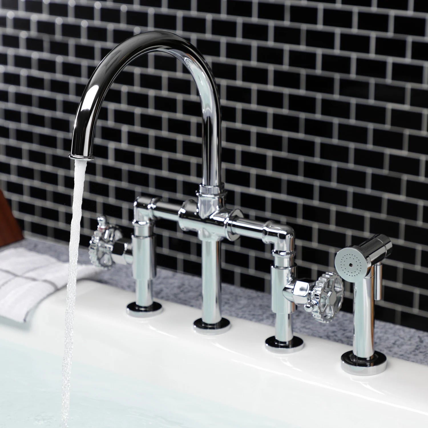 Fuller F Two-Handle 1-Hole Deck Mount Kitchen Faucet