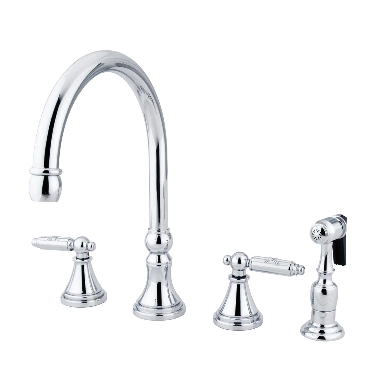 Georgian D Two-Handle 4-Hole Deck Mount Widespread Side Sprayer Kitchen Faucet