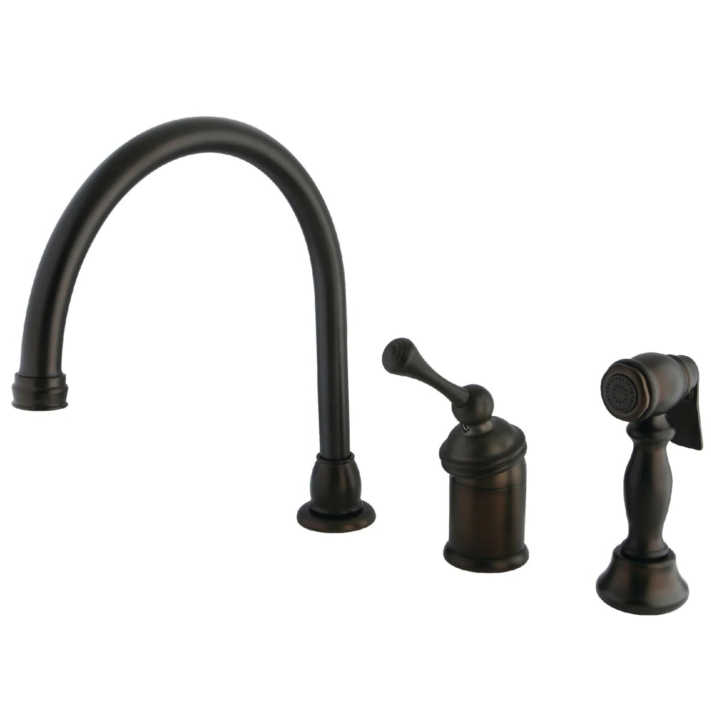 Georgian H Single-Handle 3-Hole Deck Mount Widespread Side Sprayer Kitchen Faucet