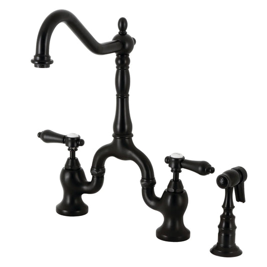 Heirloom B Two-Handle 3-Hole Deck Mount Side Sprayer Bridge Kitchen Faucet