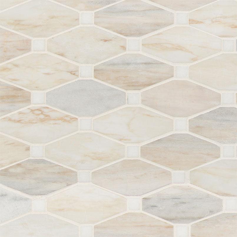 MSI Angora Elongated Octagon 12" x 12" Polished Marble Mosaic Tile