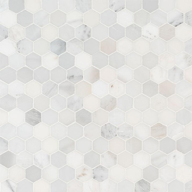 MSI Arabescato Carrara (2" Hexagon Pieces) 11.75" x 12" Honed Marble Mosaic Tile