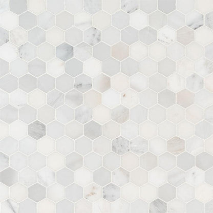 MSI Arabescato Carrara (2" Hexagon Pieces) 11.75" x 12" Honed Marble Mosaic Tile