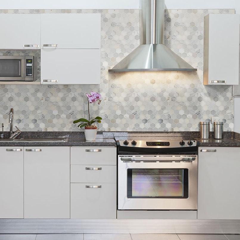 MSI Arabescato Carrara (2" Hexagon Pieces) 11.75" x 12" Honed Marble Mosaic Tile