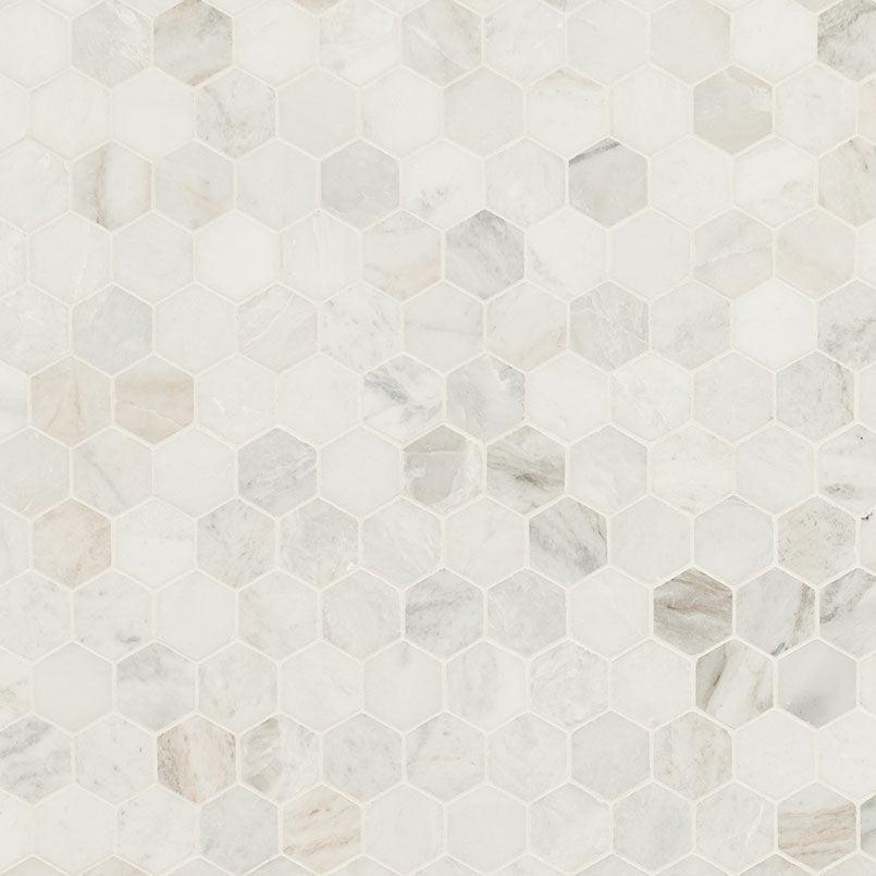 MSI Arabescato Venato (2" Hexagon Pieces) 11.75" x 12" Honed Marble Mosaic Tile