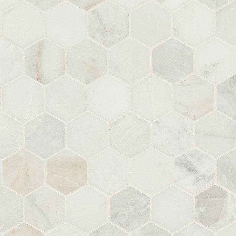 MSI Arabescato Venato (2" Hexagon Pieces) 11.75" x 12" Honed Marble Mosaic Tile