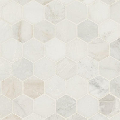MSI Arabescato Venato (2" Hexagon Pieces) 11.75" x 12" Honed Marble Mosaic Tile