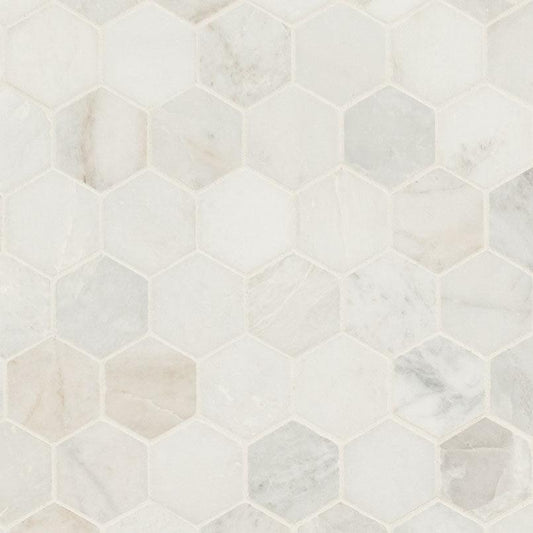 MSI Arabescato Venato (2" Hexagon Pieces) 11.75" x 12" Honed Marble Mosaic Tile