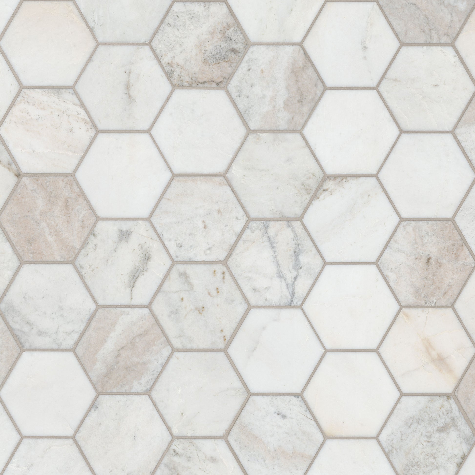 MSI Arabescato Venato White (5" Hexagon Pieces) 11.25" x 11.25" Honed Marble Mosaic Tile