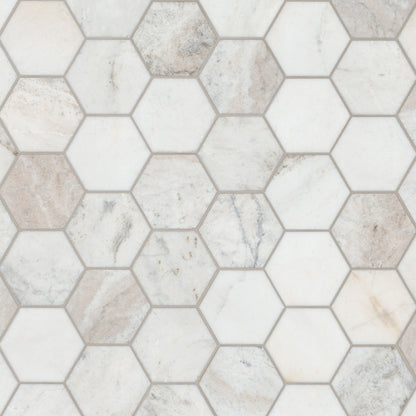 MSI Arabescato Venato White (5" Hexagon Pieces) 11.25" x 11.25" Honed Marble Mosaic Tile
