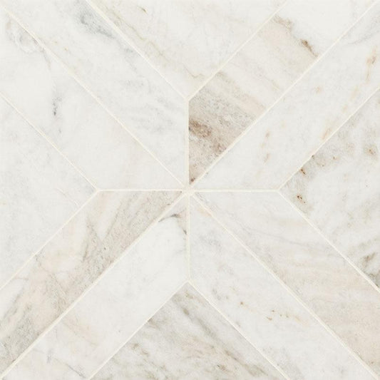 MSI Arabescato Venato White Argyle 12" x 12" Honed Marble Mosaic Tile