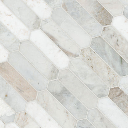 MSI Arabescato Venato White Picket 11.75" x 12" Honed Marble Mosaic Tile