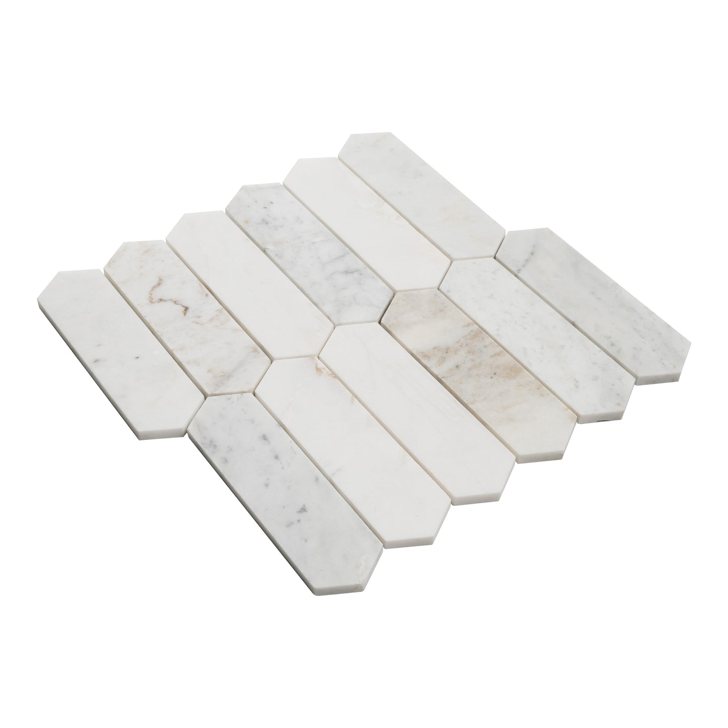 MSI Arabescato Venato White Picket 11.75" x 12" Honed Marble Mosaic Tile