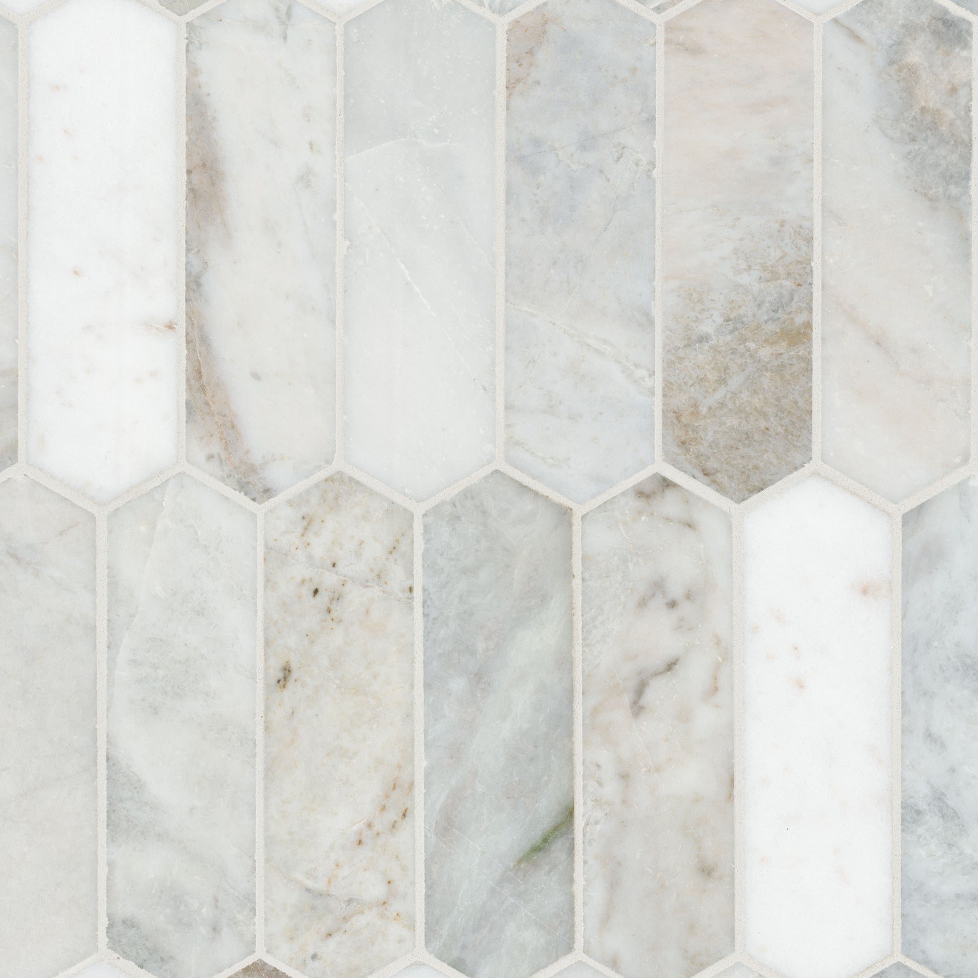 MSI Arabescato Venato White Picket 11.75" x 12" Honed Marble Mosaic Tile
