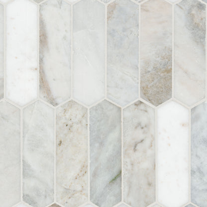 MSI Arabescato Venato White Picket 11.75" x 12" Honed Marble Mosaic Tile