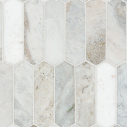 MSI Arabescato Venato White Picket 11.75" x 12" Honed Marble Mosaic Tile