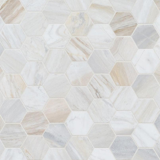 MSI Athena Gold (2" Hexagon Pieces) 11.75" x 12" Honed Marble Mosaic Tile