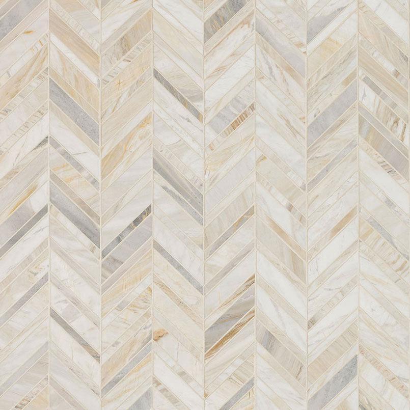 MSI Athena Gold Chevron Pattern 12" x 12" Honed Marble Mosaic Tile