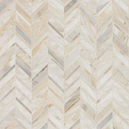 MSI Athena Gold Chevron Pattern 12" x 12" Honed Marble Mosaic Tile