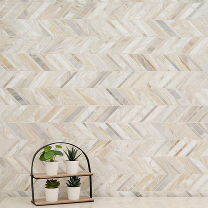 MSI Athena Gold Chevron Pattern 12" x 12" Honed Marble Mosaic Tile
