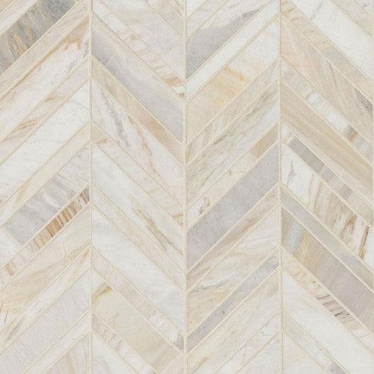 MSI Athena Gold Chevron Pattern 12" x 12" Honed Marble Mosaic Tile