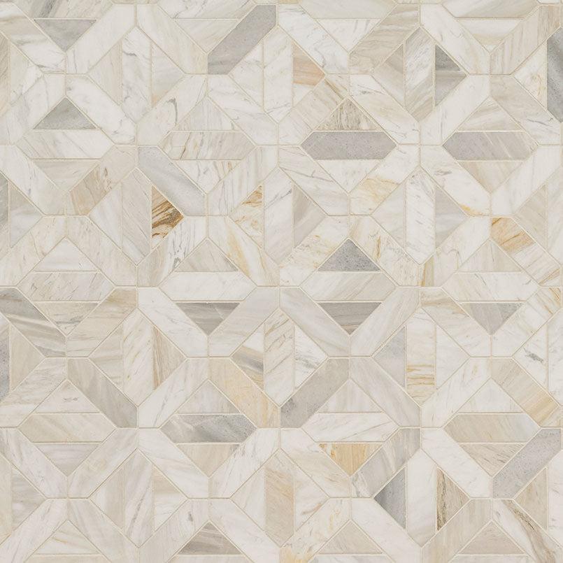 MSI Athena Gold Geometrica 12" x 12" Honed Marble Mosaic Tile