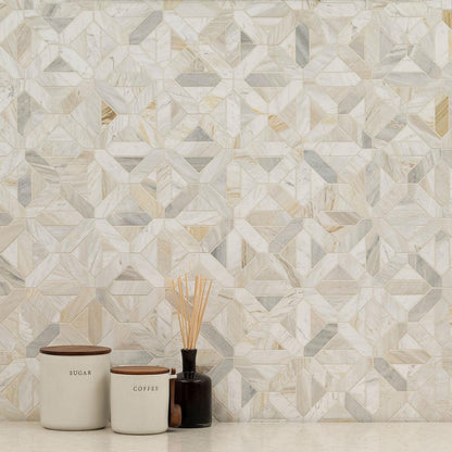 MSI Athena Gold Geometrica 12" x 12" Honed Marble Mosaic Tile