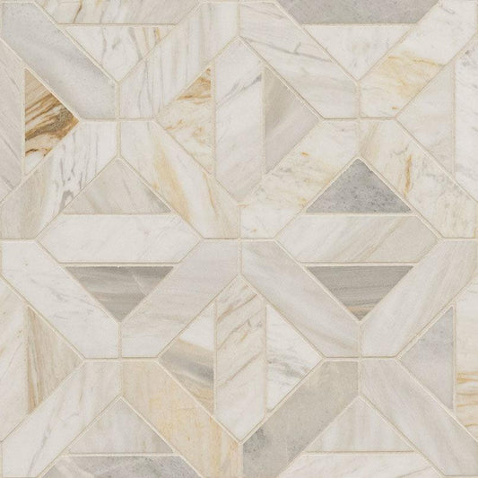 MSI Athena Gold Geometrica 12" x 12" Honed Marble Mosaic Tile