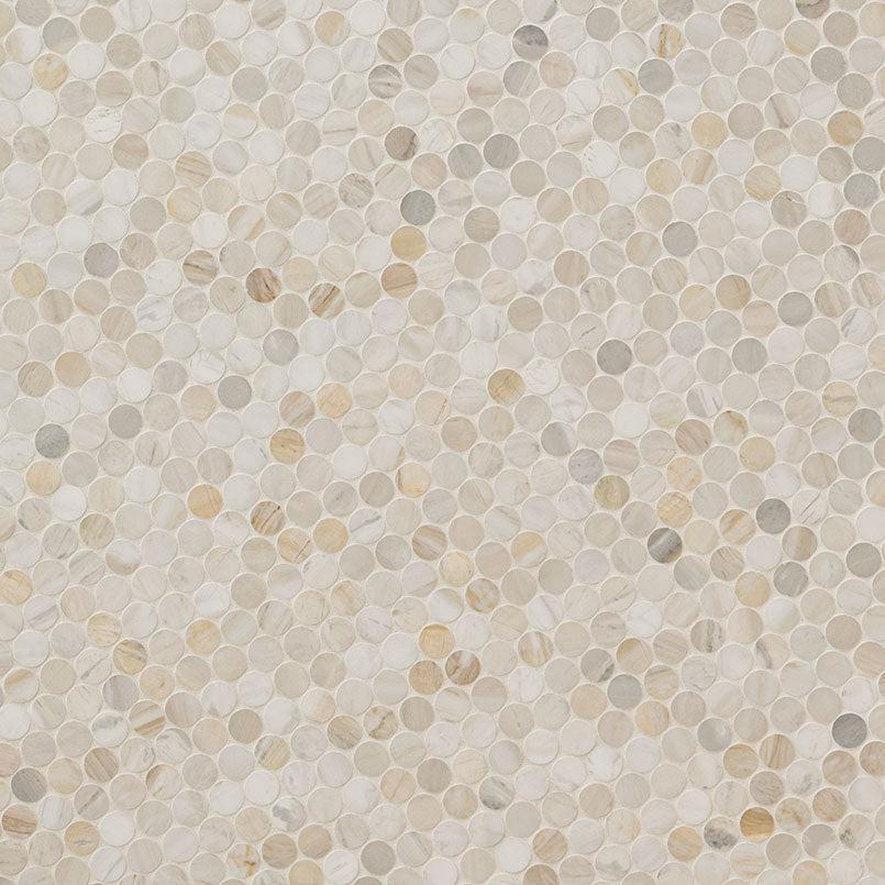 MSI Athena Gold Pennyround 12" x 12" Honed Marble Mosaic Tile