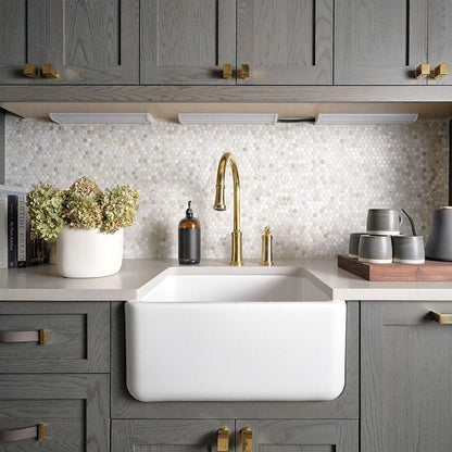 MSI Athena Gold Pennyround 12" x 12" Honed Marble Mosaic Tile