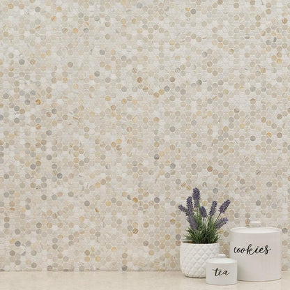 MSI Athena Gold Pennyround 12" x 12" Honed Marble Mosaic Tile