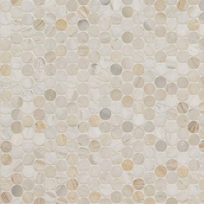 MSI Athena Gold Pennyround 12" x 12" Honed Marble Mosaic Tile