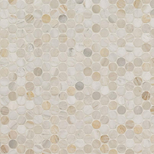 MSI Athena Gold Pennyround 12" x 12" Honed Marble Mosaic Tile
