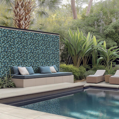 MSI Azul Scallop 11.25" x 11.25" Polished Porcelain Mosaic Tile