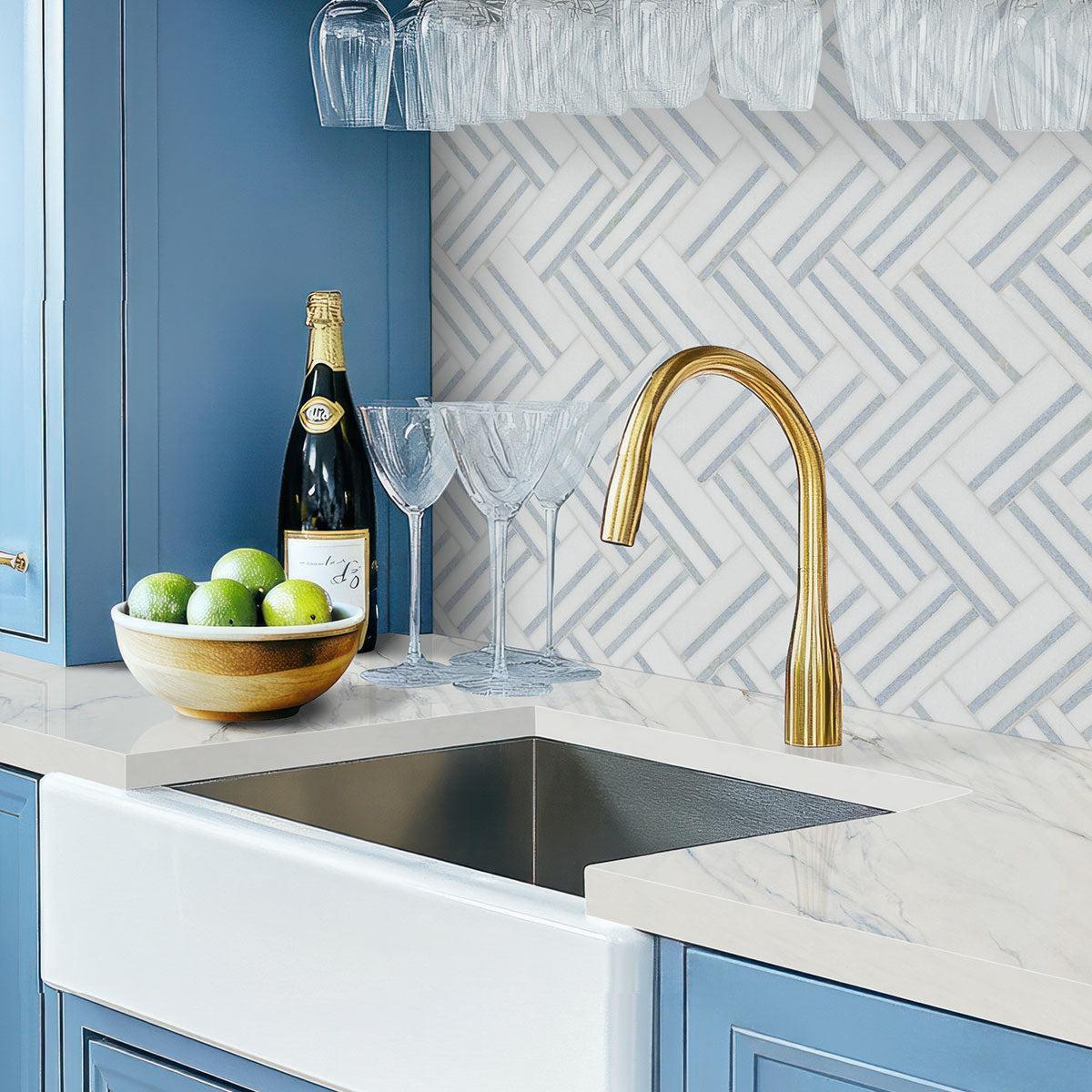 MSI Azula Linea 10.5" x 10.25" Polished Marble Mosaic Tile