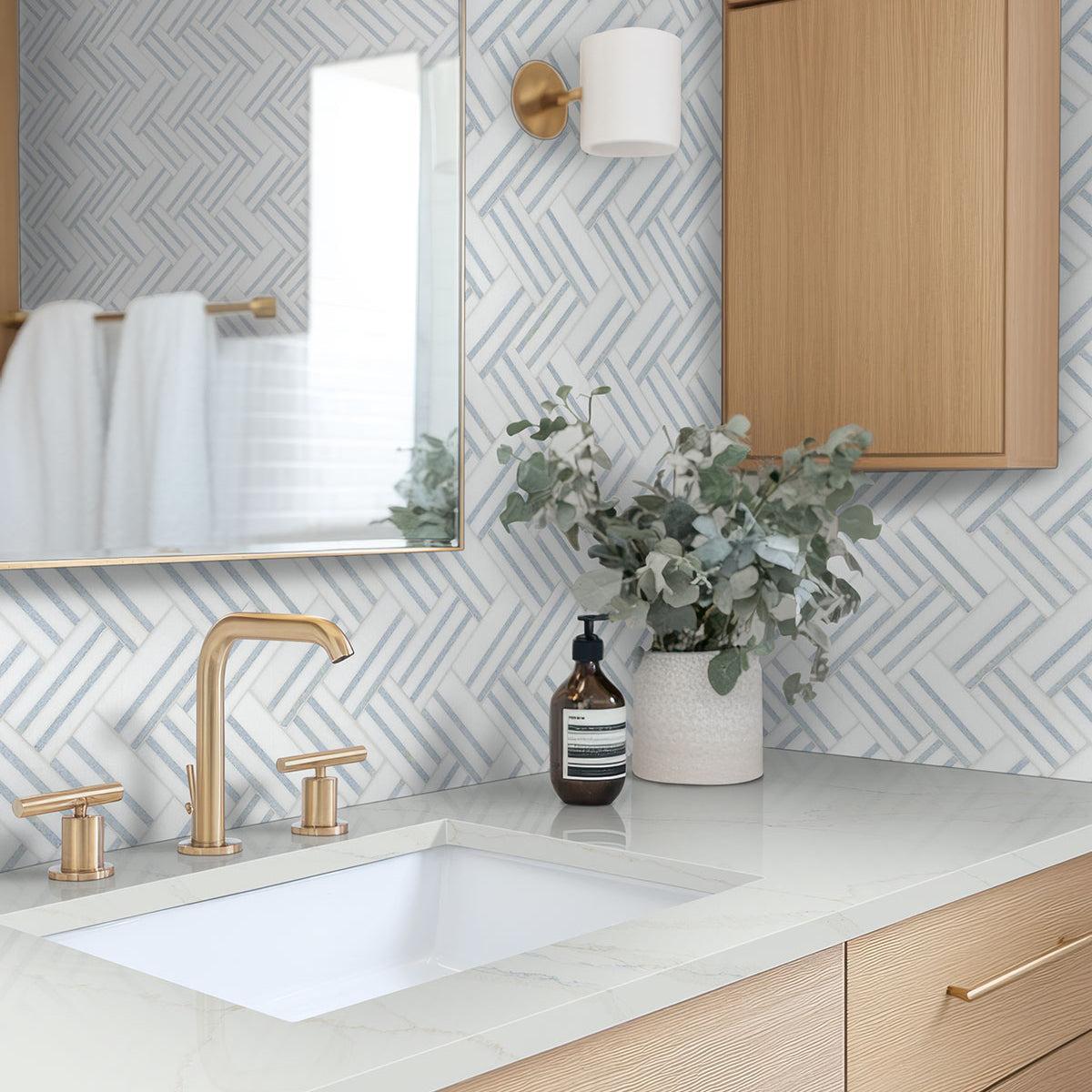 MSI Azula Linea 10.5" x 10.25" Polished Marble Mosaic Tile
