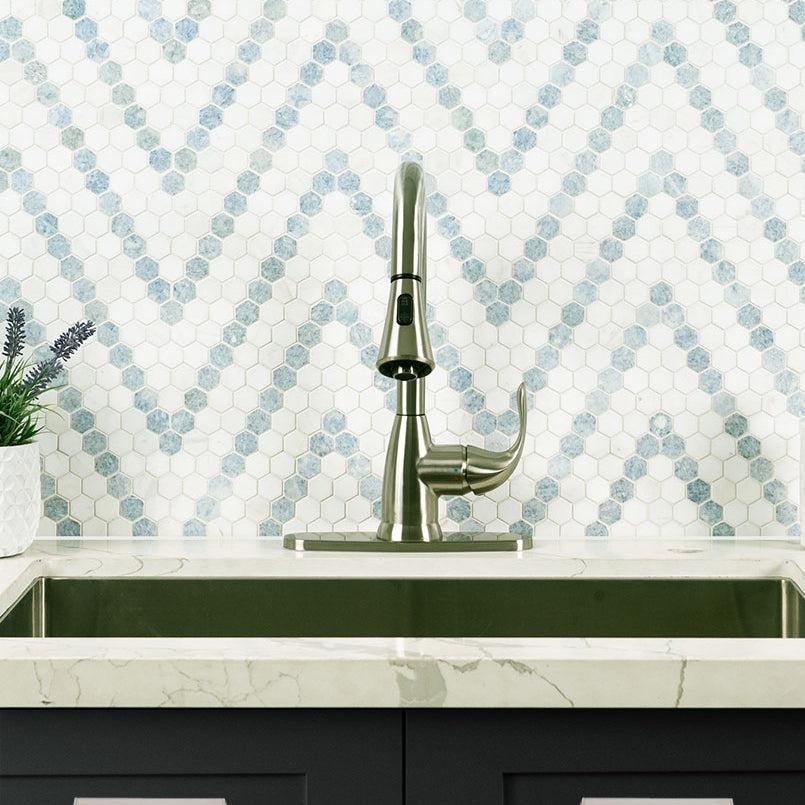MSI Azula Sazi (1" x 1" Hexagon Pieces) 12.25" x 12.25" Polished Marble Mosaic Tile