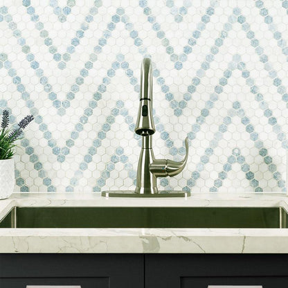 MSI Azula Sazi (1" x 1" Hexagon Pieces) 12.25" x 12.25" Polished Marble Mosaic Tile
