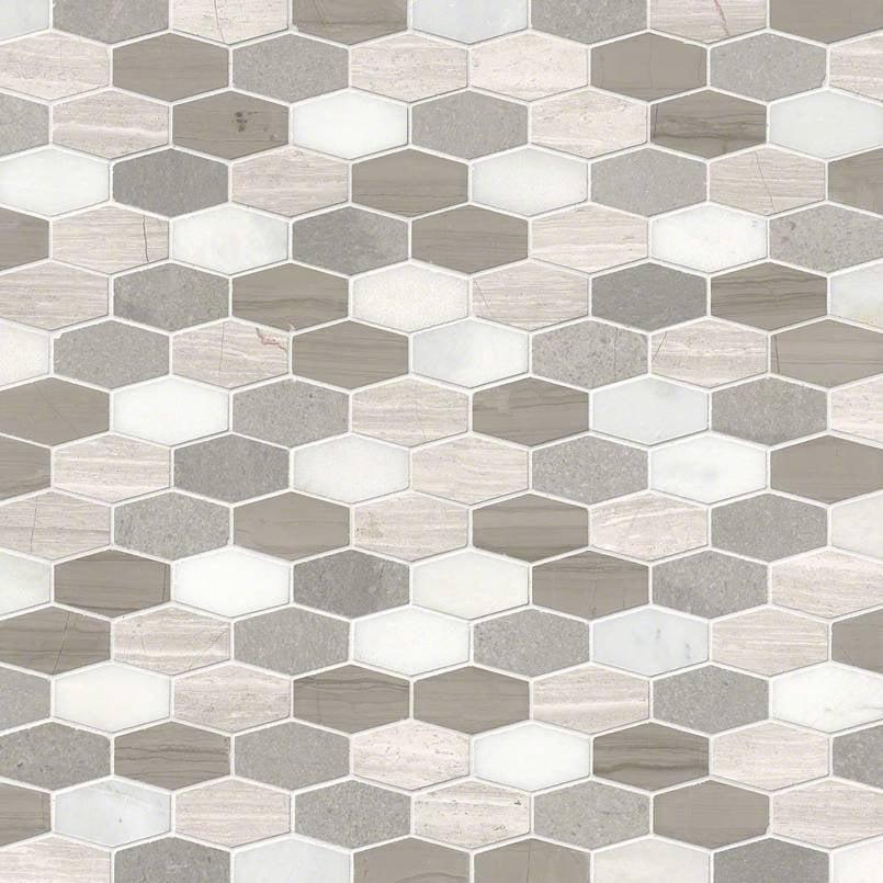 MSI Bellagio Blend Elongated Hexagon 11.75" x 11.75" Honed Marble Mosaic Tile