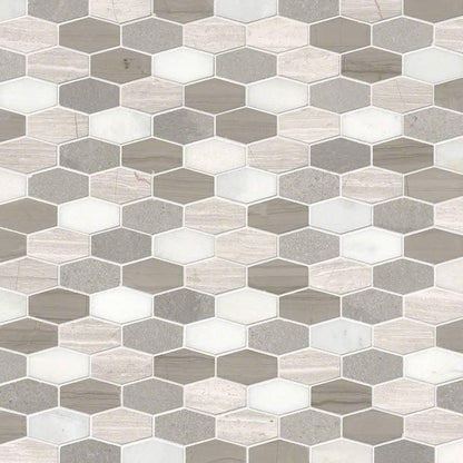 MSI Bellagio Blend Elongated Hexagon 11.75" x 11.75" Honed Marble Mosaic Tile