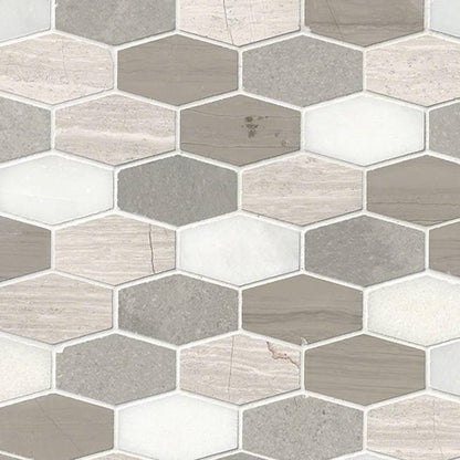 MSI Bellagio Blend Elongated Hexagon 11.75" x 11.75" Honed Marble Mosaic Tile