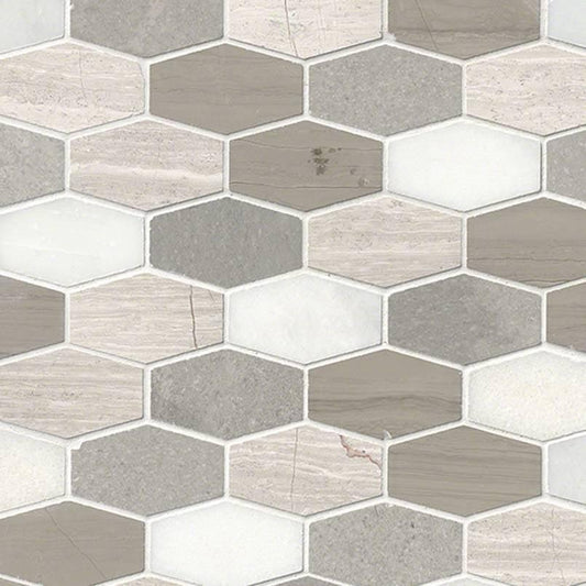 MSI Bellagio Blend Elongated Hexagon 11.75" x 11.75" Honed Marble Mosaic Tile