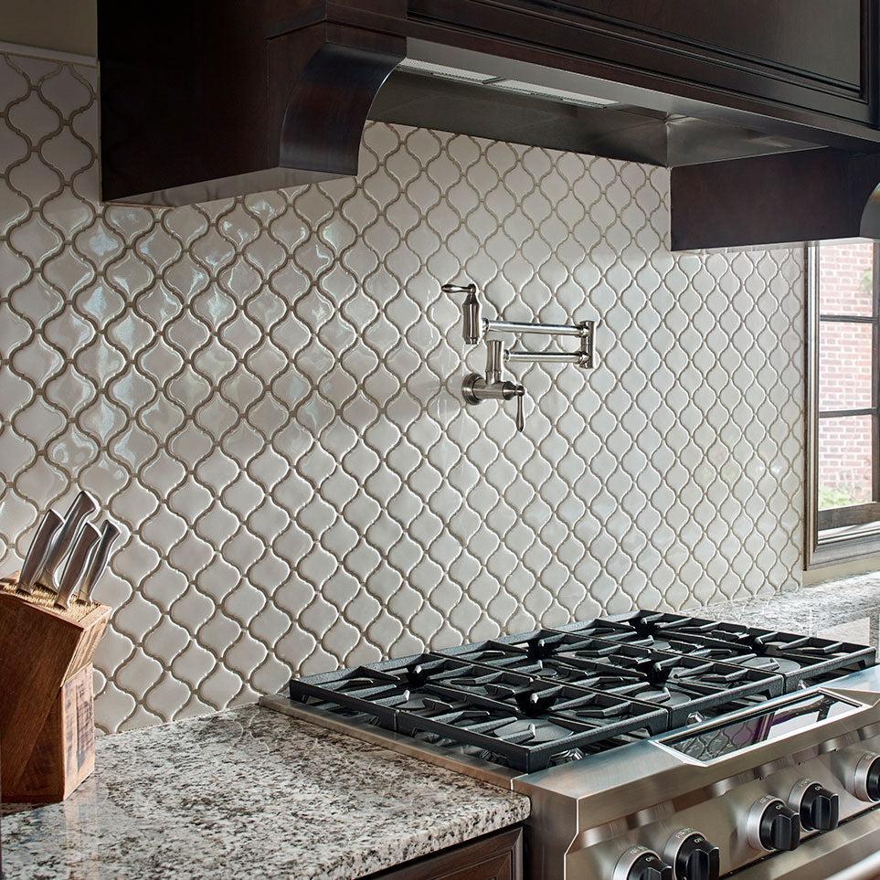 MSI Bianco Arabesque 10.25" x 10.25" Polished Porcelain Mosaic Tile