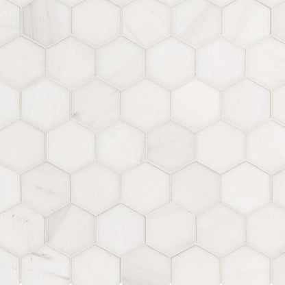 MSI Bianco Dolomite (2" Hexagon Pieces) 11.75" x 12" Polished Marble Mosaic Tile